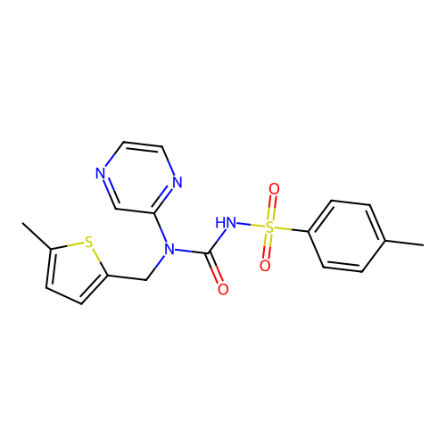 2-{({[(4-methylphenyl)sulfonyl]amino}carbonyl)[(5-methyl-2-thienyl)methyl]amino}pyrazine structure
