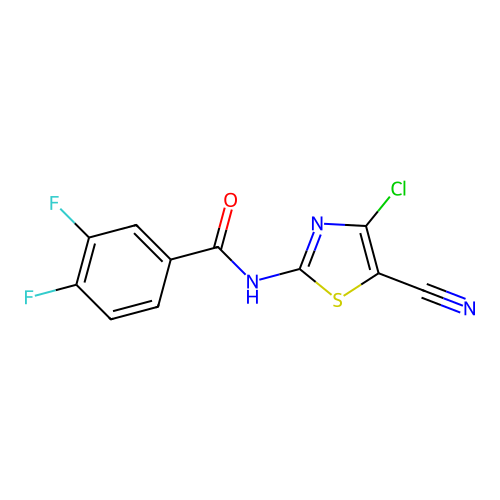 N-(4-chloro-5-cyano-1,3-thiazol-2-yl)-3,4-difluorobenzamide structure