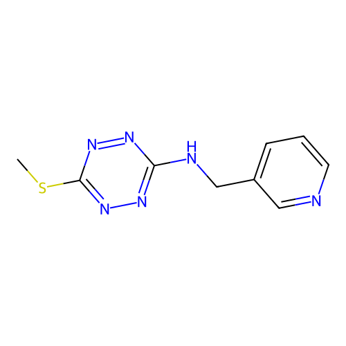 6-methylsulfanyl-N-(pyridin-3-ylmethyl)-1,2,4,5-tetrazin-3-amine structure