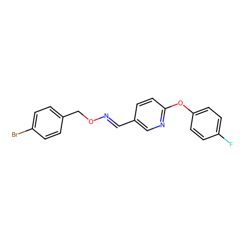 N-[(4-bromophenyl)methoxy]-1-[6-(4-fluorophenoxy)-3-pyridinyl]methanimine structure
