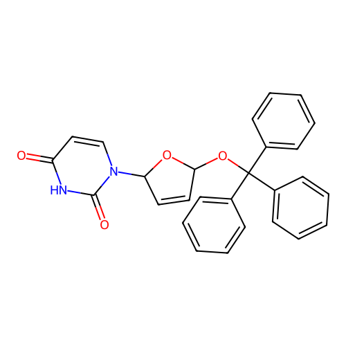1-[5-(trityloxy)-2,5-dihydro-2-furanyl]-2,4(1H,3H)-pyrimidinedione structure