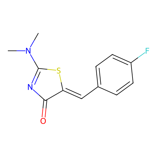 2-(Dimethylamino)-5-[(4-fluorophenyl)methylidene]-1,3-thiazol-4-one structure