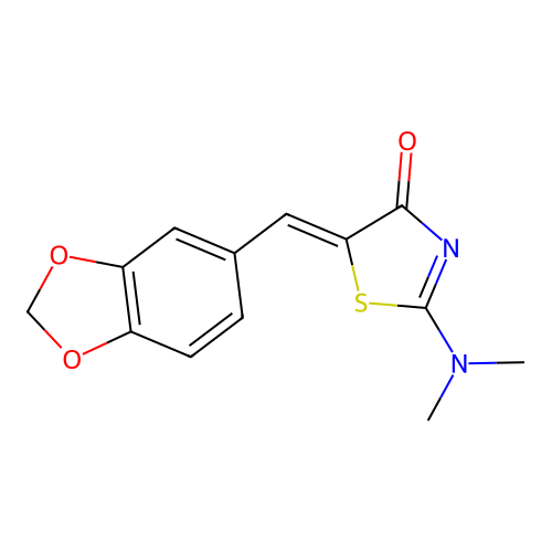 5-(1,3-Benzodioxol-5-ylmethylidene)-2-(dimethylamino)-1,3-thiazol-4-one structure