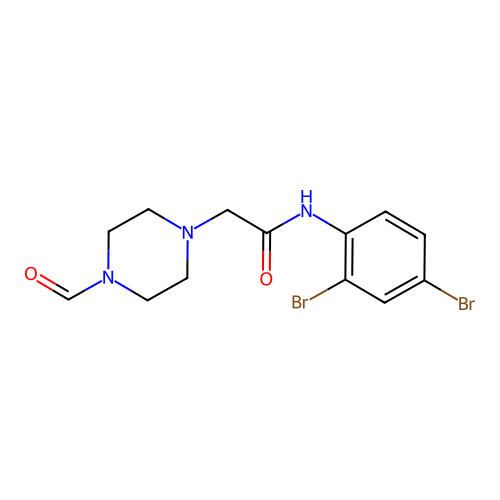 N-(2,4-dibromophenyl)-2-(4-formylpiperazin-1-yl)acetamide structure