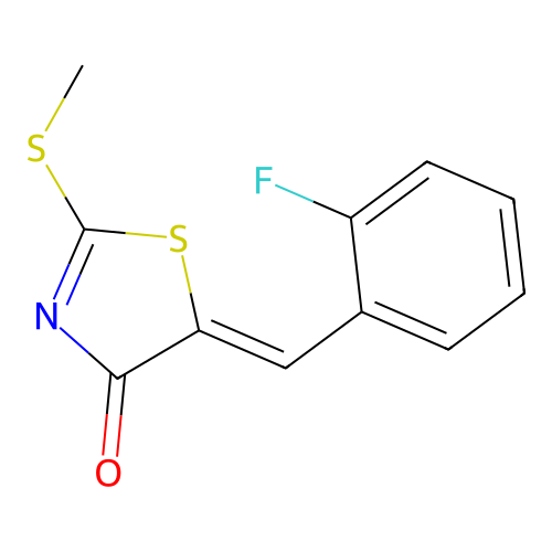 5-[(2-Fluorophenyl)methylidene]-2-methylsulfanyl-1,3-thiazol-4-one structure
