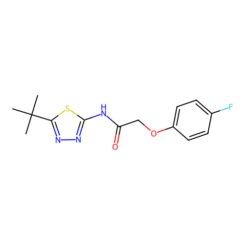 N-(5-tert-butyl-1,3,4-thiadiazol-2-yl)-2-(4-fluorophenoxy)acetamide structure