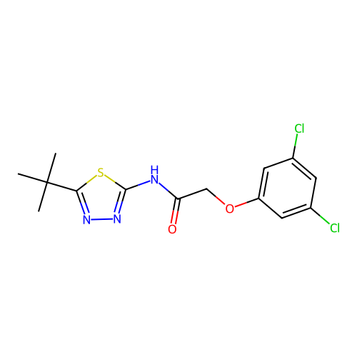 N-(5-tert-butyl-1,3,4-thiadiazol-2-yl)-2-(3,5-dichlorophenoxy)acetamide structure