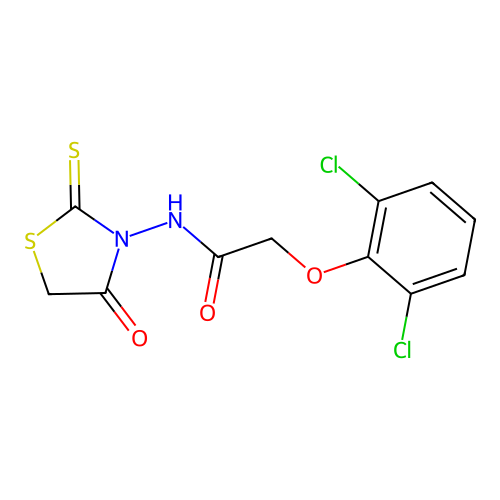 2-(2,6-dichlorophenoxy)-N-(4-oxo-2-thioxo-1,3-thiazolan-3-yl)acetamide structure
