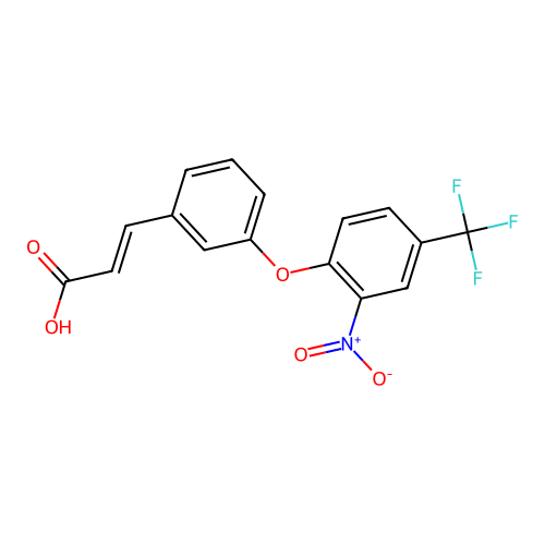 (E)-3-{3-[2-nitro-4-(trifluoromethyl)phenoxy]phenyl}-2-propenoic acid structure