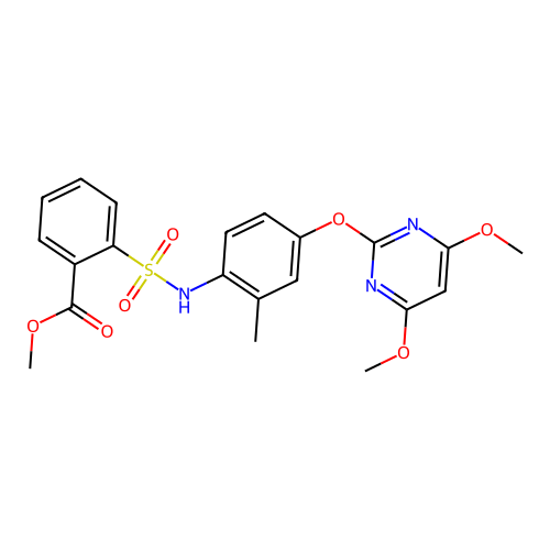 methyl 2-({4-[(4,6-dimethoxy-2-pyrimidinyl)oxy]-2-methylanilino}sulfonyl)benzenecarboxylate structure