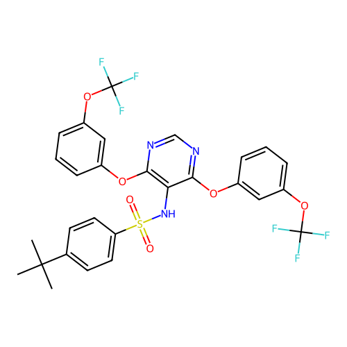 N-(4,6-Bis(3-(trifluoromethoxy)phenoxy)pyrimidin-5-yl)-4-(tert-butyl)benzenesulfonamide structure
