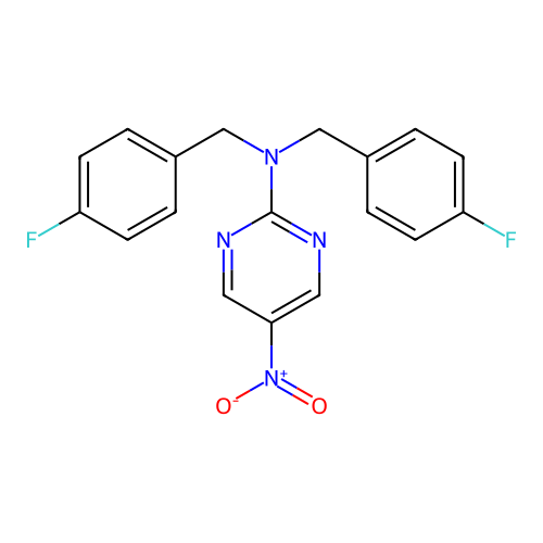 N,N-bis[(4-fluorophenyl)methyl]-5-nitropyrimidin-2-amine structure