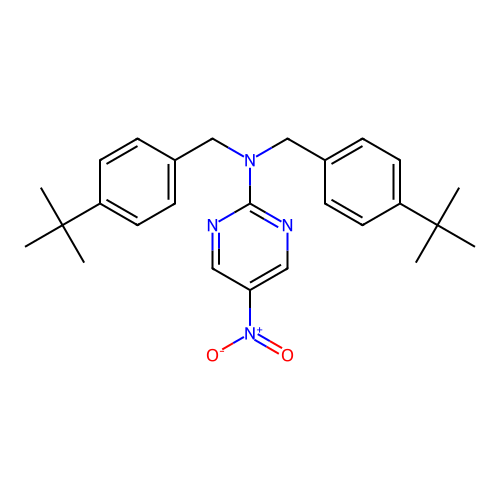 N,N-bis[(4-tert-butylphenyl)methyl]-5-nitropyrimidin-2-amine structure