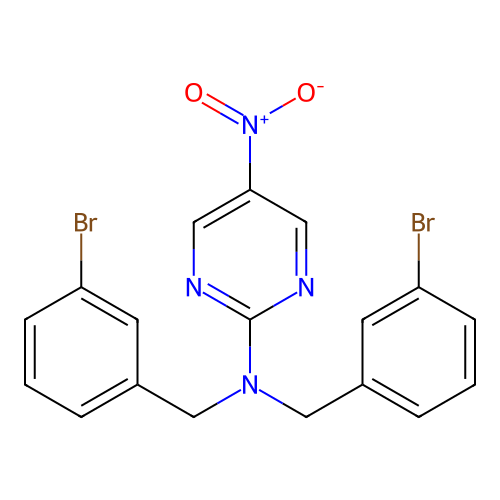 N,N-bis[(3-bromophenyl)methyl]-5-nitropyrimidin-2-amine structure