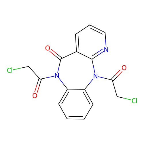 6,11-bis(2-chloroacetyl)-6,11-dihydro-5H-pyrido[2,3-b][1,5]benzodiazepin-5-one structure