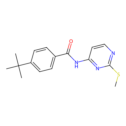 4-(tert-butyl)-N-[2-(methylsulfanyl)-4-pyrimidinyl]benzenecarboxamide structure