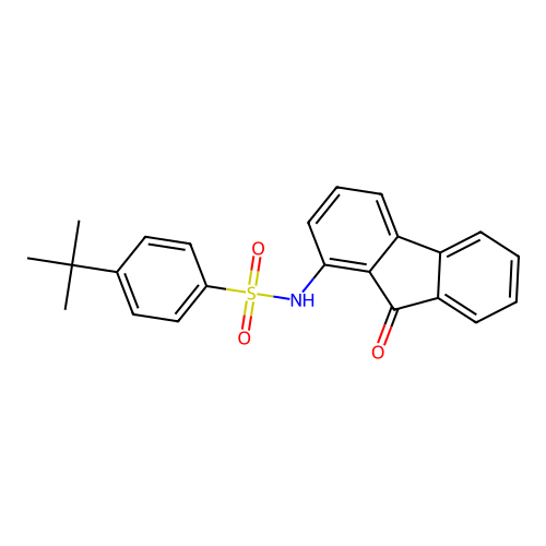 4-(tert-butyl)-N-(9-oxo-9H-fluoren-1-yl)benzenesulfonamide structure
