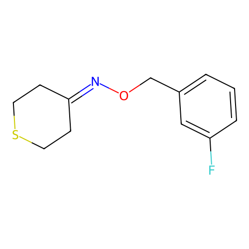N-[(3-fluorophenyl)methoxy]thian-4-imine structure