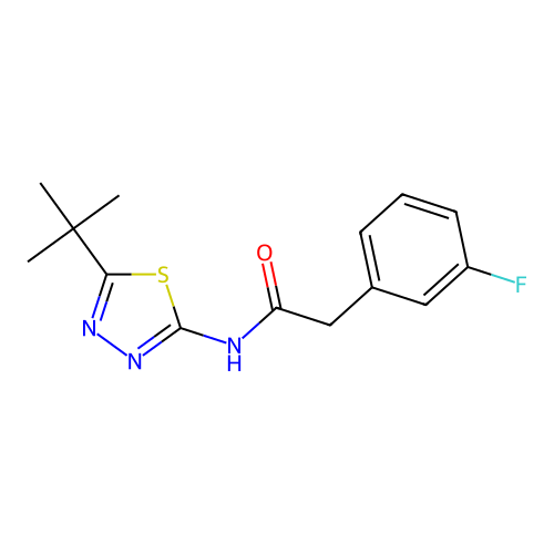 N-(5-tert-butyl-1,3,4-thiadiazol-2-yl)-2-(3-fluorophenyl)acetamide structure
