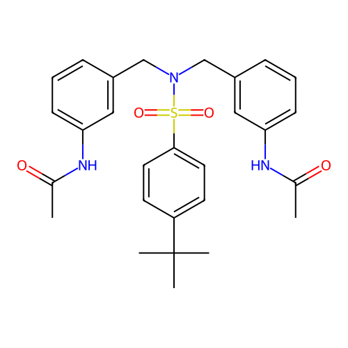 N-{3-[([3-(acetylamino)benzyl]{[4-(tert-butyl)phenyl]sulfonyl}amino)methyl]phenyl}acetamide structure