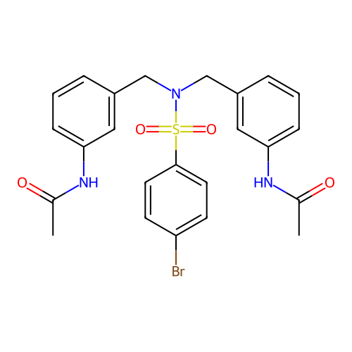 N-[3-({[3-(acetylamino)benzyl][(4-bromophenyl)sulfonyl]amino}methyl)phenyl]acetamide structure