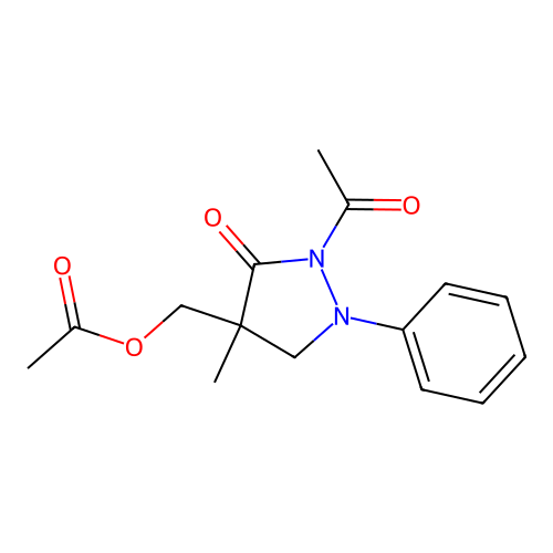 (2-Acetyl-4-methyl-3-oxo-1-phenylpyrazolidin-4-yl)methyl acetate structure