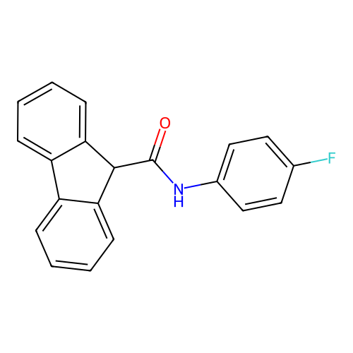 N-(4-fluorophenyl)-9H-fluorene-9-carboxamide structure