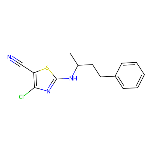 4-Chloro-2-[(1-methyl-3-phenylpropyl)amino]-1,3-thiazole-5-carbonitrile structure