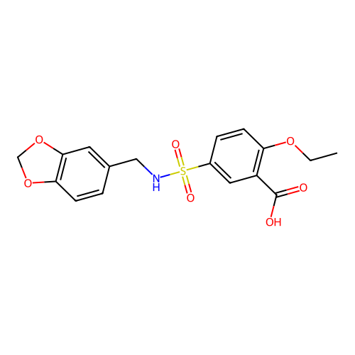 5-{[(1,3-Benzodioxol-5-ylmethyl)amino]sulfonyl}-2-ethoxybenzenecarboxylic acid structure
