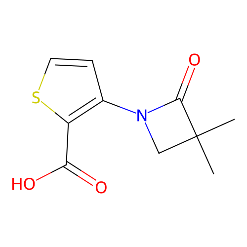 3-(3,3-Dimethyl-2-oxo-1-azetanyl)-2-thiophenecarboxylic acid structure