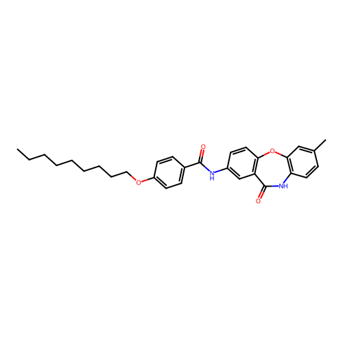 N-(2-methyl-6-oxo-5H-benzo[b][1,4]benzoxazepin-8-yl)-4-nonoxybenzamide structure