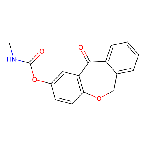 11-oxo-6,11-dihydrodibenzo[b,e]oxepin-2-yl N-methylcarbamate structure