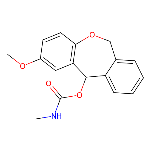 (2-methoxy-6,11-dihydrobenzo[c][1]benzoxepin-11-yl) N-methylcarbamate structure