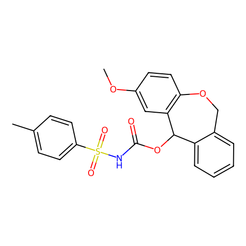 (2-methoxy-6,11-dihydrobenzo[c][1]benzoxepin-11-yl) N-(4-methylphenyl)sulfonylcarbamate structure