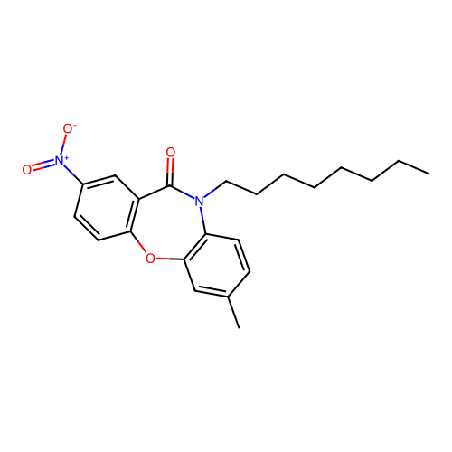 7-methyl-2-nitro-10-octyldibenzo[b,f][1,4]oxazepin-11(10H)-one structure