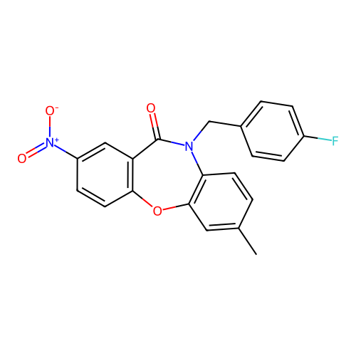 10-(4-fluorobenzyl)-7-methyl-2-nitrodibenzo[b,f][1,4]oxazepin-11(10H)-one structure