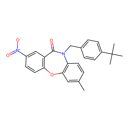 10-[4-(tert-butyl)benzyl]-7-methyl-2-nitrodibenzo[b,f][1,4]oxazepin-11(10H)-one structure