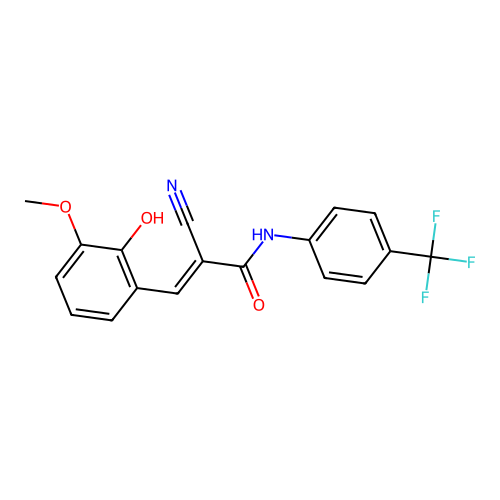 (E)-2-cyano-3-(2-hydroxy-3-methoxyphenyl)-N-[4-(trifluoromethyl)phenyl]-2-propenamide structure