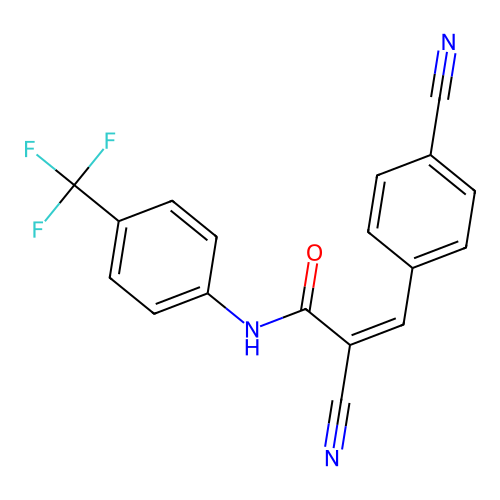 (E)-2-cyano-3-(4-cyanophenyl)-N-[4-(trifluoromethyl)phenyl]-2-propenamide structure