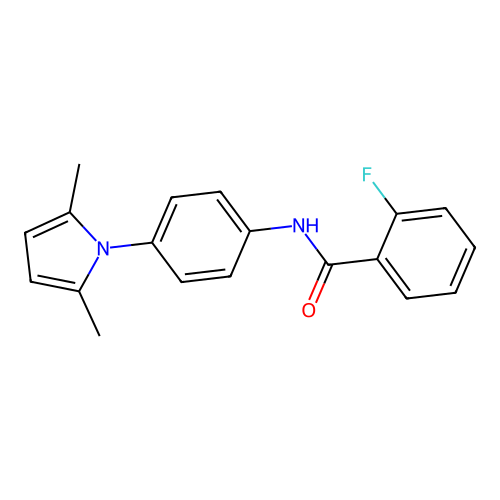 N-[4-(2,5-dimethyl-1H-pyrrol-1-yl)phenyl]-2-fluorobenzenecarboxamide structure
