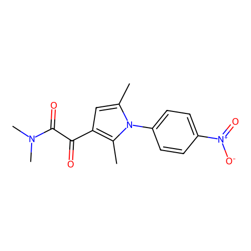 2-[2,5-dimethyl-1-(4-nitrophenyl)-1H-pyrrol-3-yl]-N,N-dimethyl-2-oxoacetamide structure