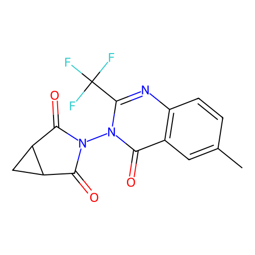 3-[6-methyl-4-oxo-2-(trifluoromethyl)-3(4H)-quinazolinyl]-3-azabicyclo[3.1.0]hexane-2,4-dione structure