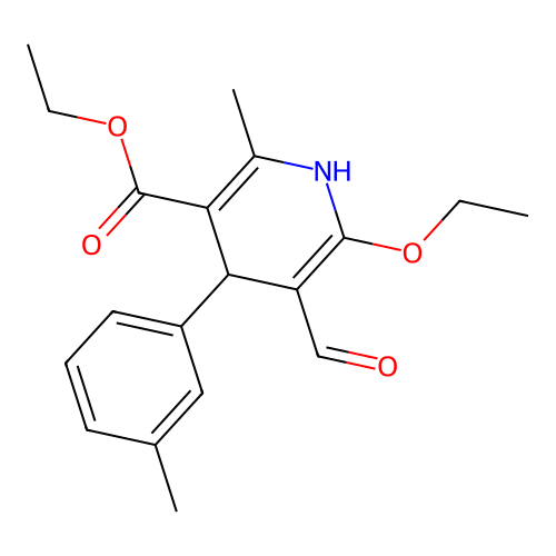 Ethyl 6-ethoxy-5-formyl-2-methyl-4-(3-methylphenyl)-1,4-dihydropyridine-3-carboxylate structure