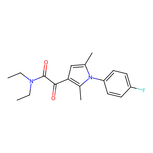 N,N-diethyl-2-[1-(4-fluorophenyl)-2,5-dimethyl-1H-pyrrol-3-yl]-2-oxoacetamide structure