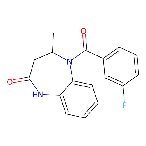 5-(3-fluorobenzoyl)-4-methyl-3,4-dihydro-1H-1,5-benzodiazepin-2-one structure