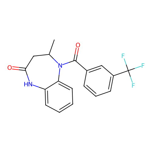 4-methyl-5-[3-(trifluoromethyl)benzoyl]-3,4-dihydro-1H-1,5-benzodiazepin-2-one structure