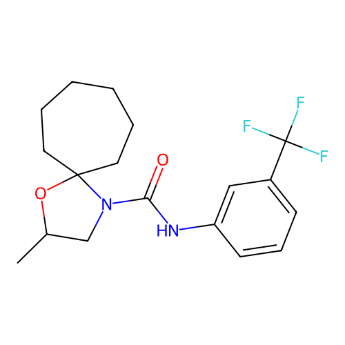 2-methyl-N-[3-(trifluoromethyl)phenyl]-1-oxa-4-azaspiro[4.6]undecane-4-carboxamide structure