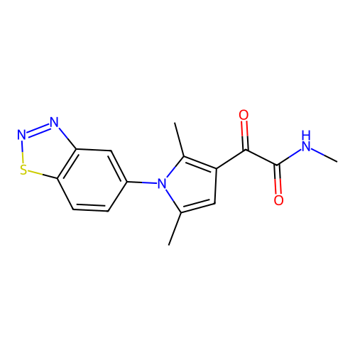 2-[1-(1,2,3-benzothiadiazol-5-yl)-2,5-dimethyl-1H-pyrrol-3-yl]-N-methyl-2-oxoacetamide structure