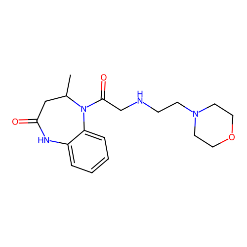 4-methyl-5-{2-[(2-morpholinoethyl)amino]acetyl}-1,3,4,5-tetrahydro-2H-1,5-benzodiazepin-2-one structure