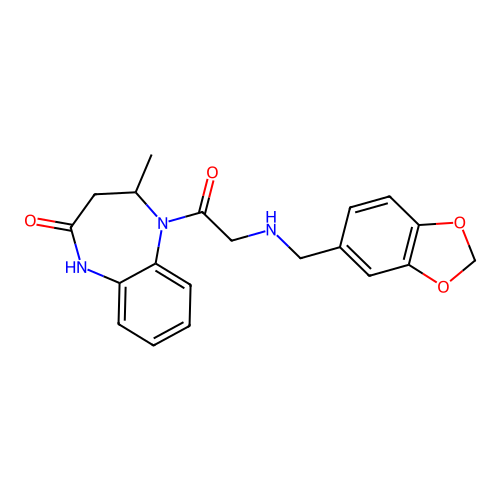 5-{2-[(1,3-benzodioxol-5-ylmethyl)amino]acetyl}-4-methyl-1,3,4,5-tetrahydro-2H-1,5-benzodiazepin-2-one structure